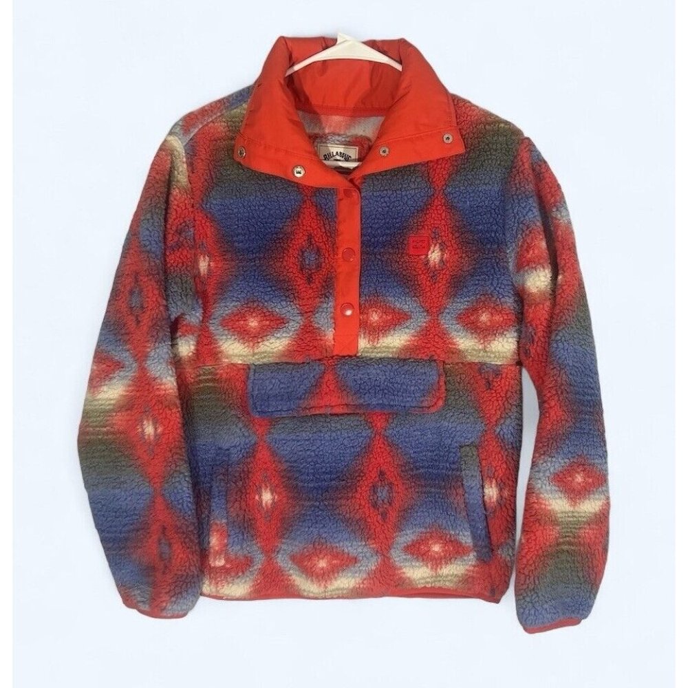 Billabong Sweatshirt Womens XS Adventure Division Sherpa Aztec Pullover Pink